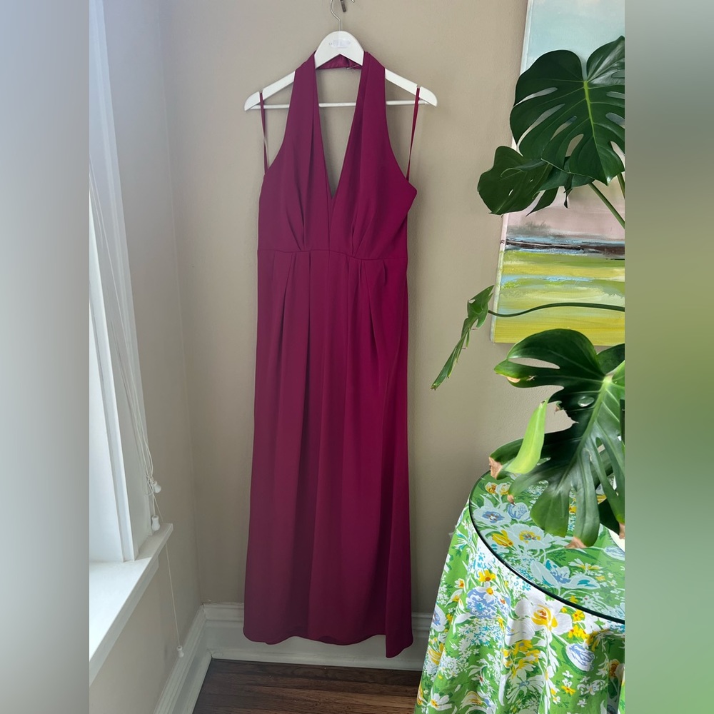 Elegant Pink Halter Maxi Dress - Picture 2 of 6